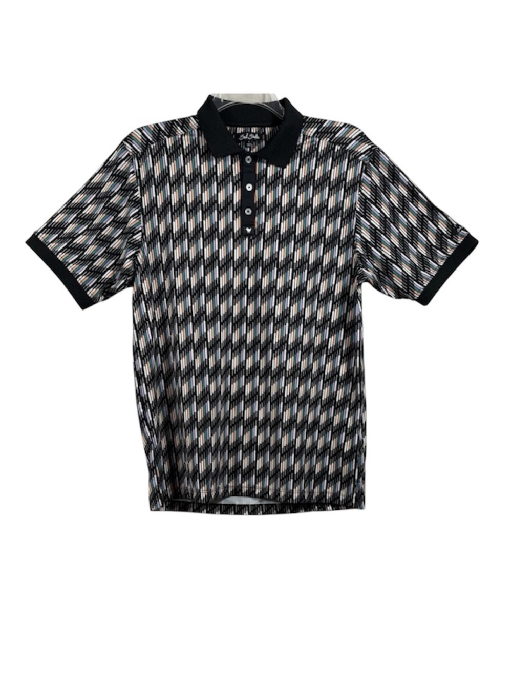 Bad Birdie Golf Polo Shirt Large Black Geometric Performance Stretch Golfcore
